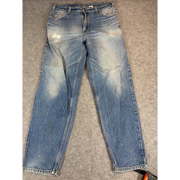 VINTAGE Levis 550 Jeans Mens 36x32 Blue Relaxed Fit Tapered Leg Orange Tab 90s - Picture 1 of 11